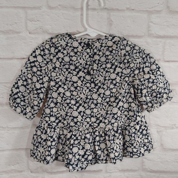 F Baby Gap Baby Girl Black White Dainty Floral Ruffle Long Sleeve Dress NWT 0-3M - Picture 3 of 6